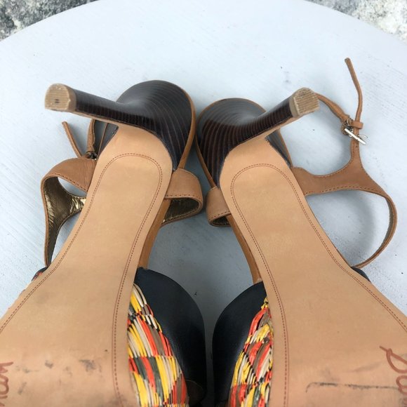 Sam Edelman Women's Size 8.5M Mason Brown Black Leather Multi Platform Heels - Picture 13 of 14